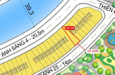 Nhà liền kề xẻ khe AS4-153 Vịnh Ngọc Vinhomes Green Paradise. 2 mặt tiền Đường + 1 mặt tiền Kênh trong khu Cosmobay