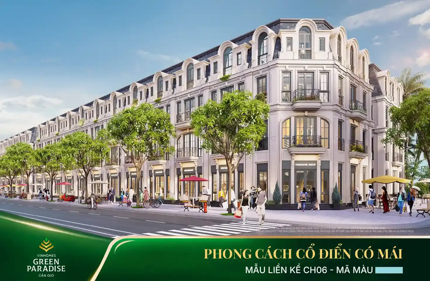 mau nha lien ke phong cach co dien co mai CH06 vinh tien goc
