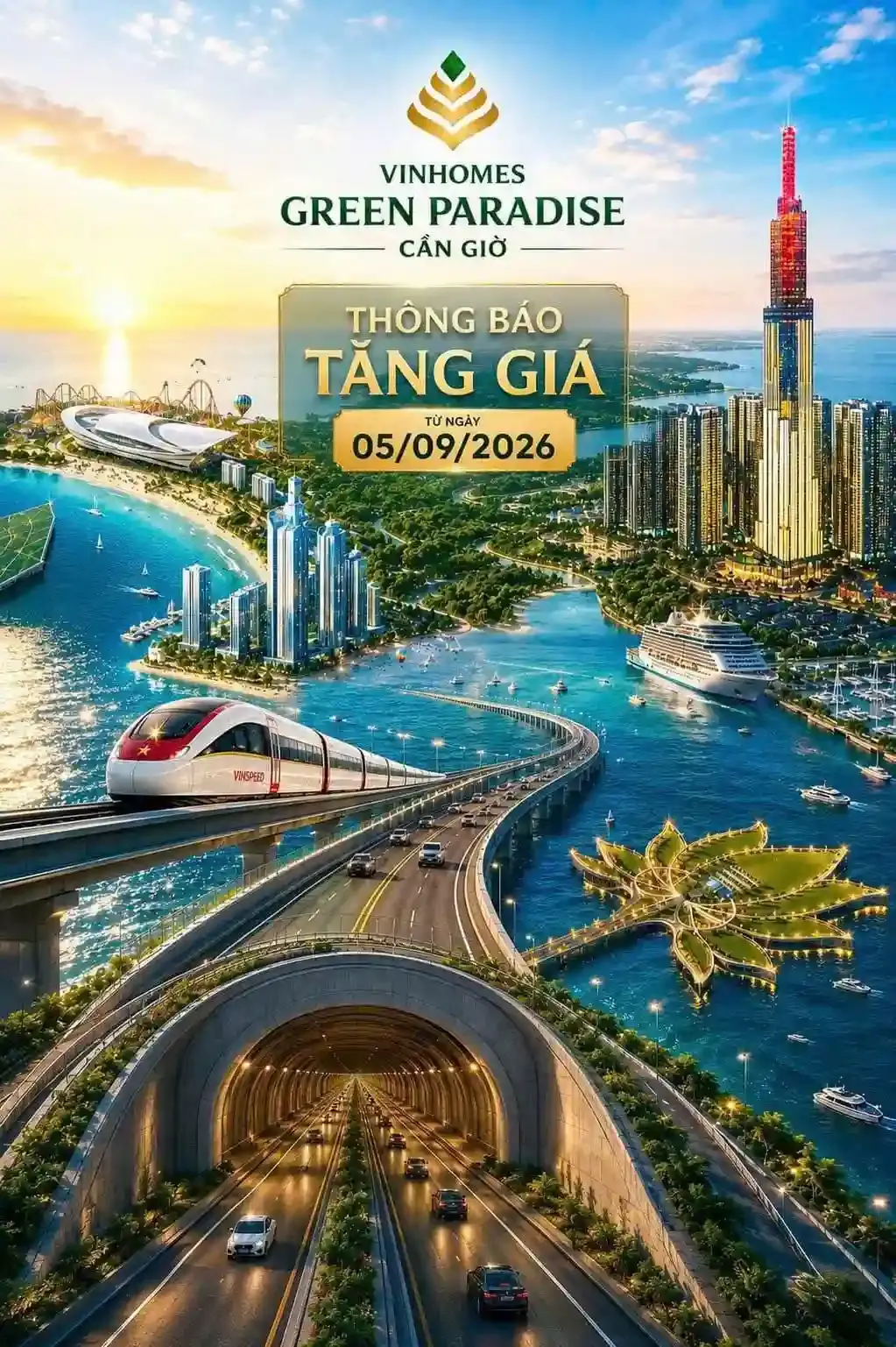 Thông báo tăng giá chính thức - Cơ hội vàng cùng Vinhomes Green Paradise Cần Giờ
